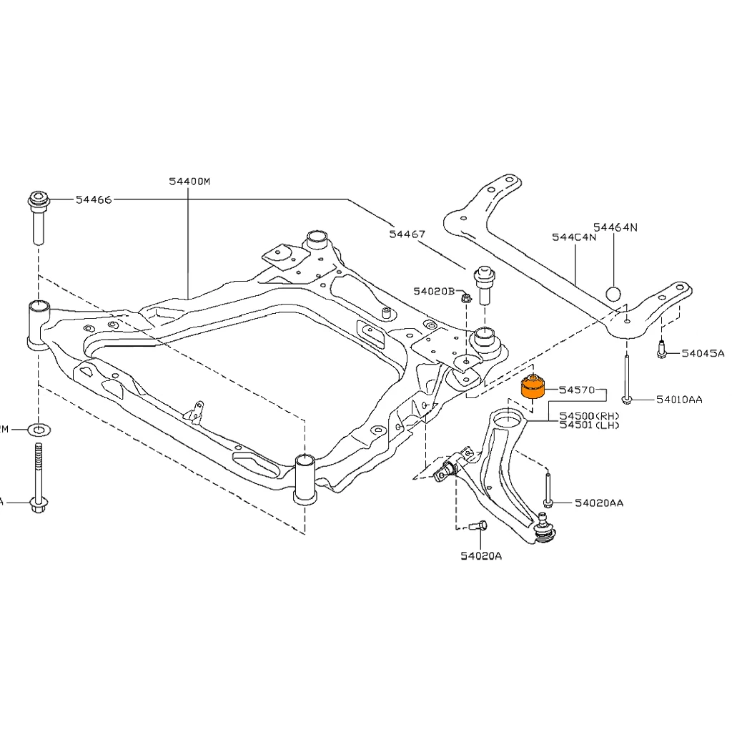 Nissan 54570-BB00A Genuine Lower Control Arm Bush