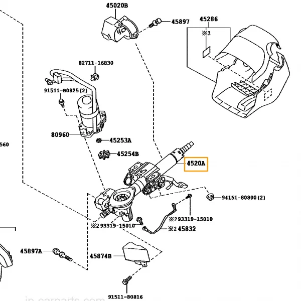 Toyota 4520A-12010 Electric Power Steering Column Sub Assy (NZT260) – Recondition